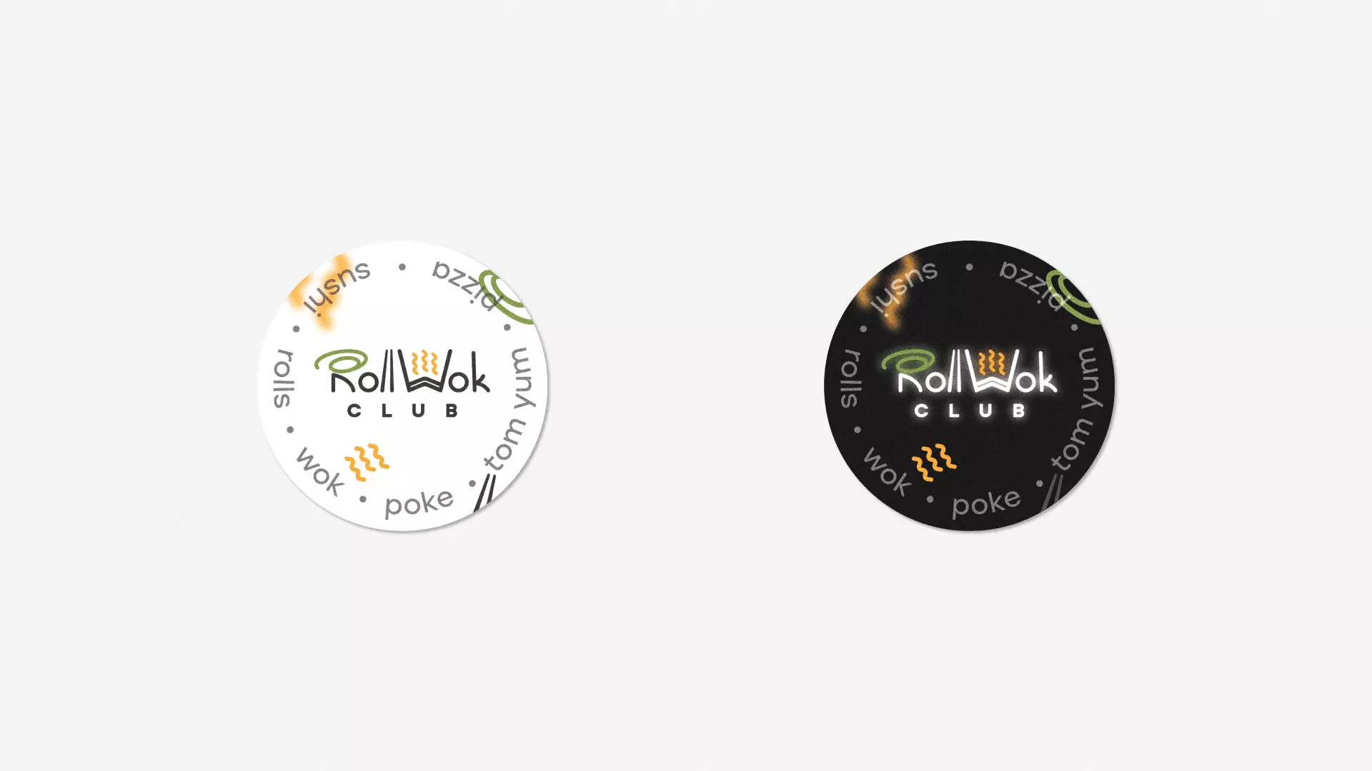Разработка наклеек для суши-бара «Roll Wok Club» в Алейске